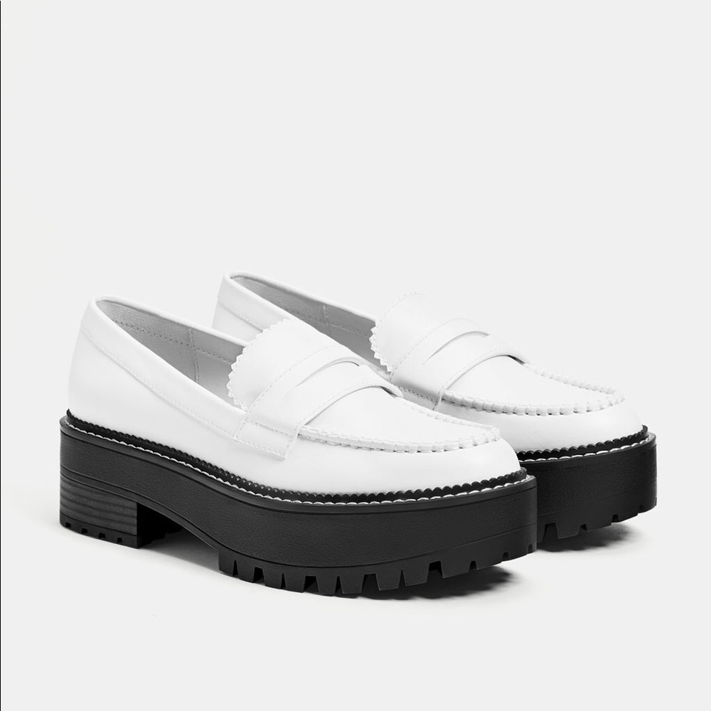 Bershka white chunky loafers